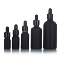 Ensemble de compte-gouttes en verre noir opaque - 5 à 100 ml, 7 tailles, capuchon et corps noir mat/brillant, distributeur de sérum rechargeable