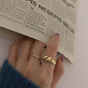 Anéis de formato de croissant banhados a ouro real 14k, moda s925, prata esterlina sp, joia geométrica coreana, feita à mão, 2020 - Product Image 3