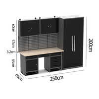Banc de travail modulaire en acier laminé à froid robuste avec armoires à outils roulantes multi-tiroirs, résistant à l'eau, stockage d'atelier OEM