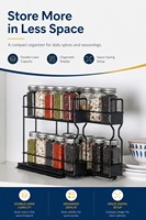 Étagère à épices moderne à 2 niveaux en acier au carbone, double rail, étanche, robuste, résistante à la rouille, multifonctionnelle, facile à assembler