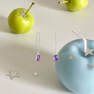 Pendientes de Aro con Diseño de Oso y Piedras Preciosas Naturales Variadas, Hechos a Mano, de Alta Calidad, para Mujer - Product Image 5