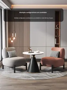 <span class=keywords><strong>Fauteuil</strong></span> moderne crème - Canapé simple en daim pour salon, hôtel et salle de séjour - Product Image 5
