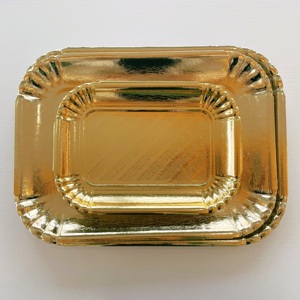 Assiettes <span class=keywords><strong>en</strong></span> papier rectangulaires jetables robustes <span class=keywords><strong>en</strong></span> <span class=keywords><strong>carton</strong></span> de 220x295mm, couleur or, pour la décoration de gâteaux de fête d'anniversaire - Product Image 5