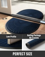 Tapis d'Entrée Moderne Antidérapant en Demi-Cercle, Absorbant l'Eau, Tapis de Sol Extérieur en Caoutchouc, Amorti et Lavable pour Usage Domestique, Hôtelier et de Bureau