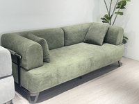 Canapé modulaire imperméable en tissu technique rembourré, sans armature, compressé et scellé sous vide, avec accoudoirs amovibles, idéal pour les familles