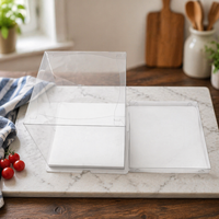 Boîte à gâteau et à pain pliable transparente en PET de 6 pouces, profil bas, sans danger pour les aliments, base blanche, épaisseur 1 mm, logo imprimé en quatre couleurs
