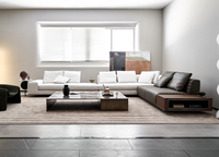 Ensemble de canapés de luxe en cuir de style moderne pour projets hôteliers, avec revêtement en coton écologique en forme de L