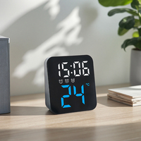 Réveil LCD multifonction personnalisé avec affichage de la température, horloge murale carrée LED mignonne, horloge de table intelligente, calendrier électronique