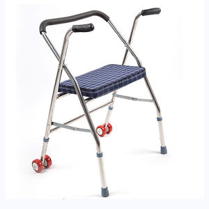 <b>Walker</b> Rollator With Seat Stainless Steel Folding For <b>Elderly</b> Mobility Aid - Product Image 1
