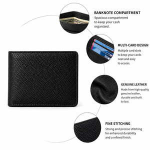 Portefeuille Bifold pour Homme en Cuir Véritable, Portefeuille Professionnel en Coton Ouvert, Porte-Cartes Multiples, Porte-Cartes de Crédit Court, Blocage RFID, Durable, OEM - Product Image 6