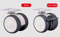 Roulettes de bureau pivotantes de 2 pouces (50 mm) en PA6 à double roue avec plaque / frein