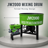 Malaxeur à béton diesel vertical JW2000 à bouche plate pour projets de construction