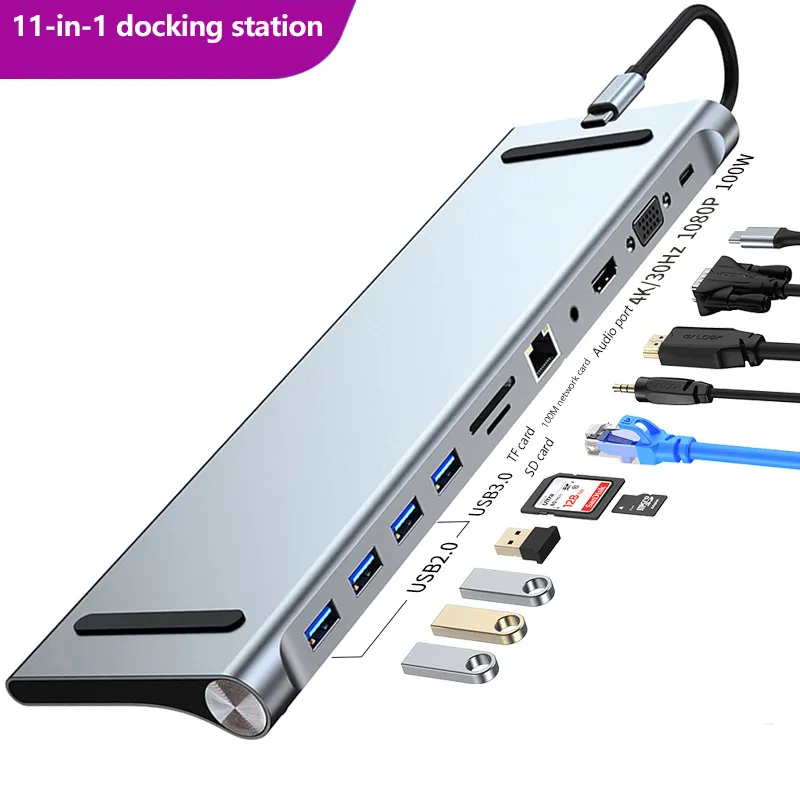 USB 3.0 Multi-Interface Hub Expand Network Port Audio geeignet für Desktop-Computer Notebooks Schreibtische 1-in-1 Docking-Station
