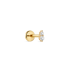 Auténtico Piercing de Oro Sólido de 14K con Zirconia, Parte Trasera Plana de Titanio G23, Joyería Minimalista en Forma de Lágrima para Orejas Sensibles - Product Image 1