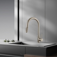 Robinet de cuisine noir extractible eau chaude et froide en acier inoxydable 304, à arc haut, monocommande, anti-éclaboussures et rotatif