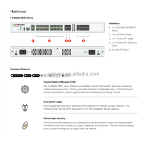 Fortinet <span class=keywords><strong>fortigate</strong></span> <span class=keywords><strong>200F</strong></span> Fg-<span class=keywords><strong>200f</strong></span> ไฟร์วอลล์1ปีแบบรวมการป้องกันภัยคุกคาม (UTP) Fc-10-f200f-950-02-12ใช้1U ไฟร์วอลล์ Rackmount - Product Image 2
