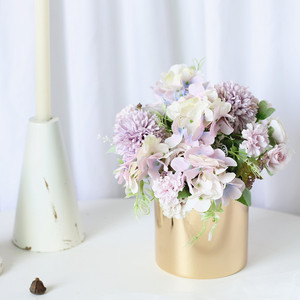 Bouquet de pivoines et roses artificielles européennes, tiges uniques, couleur peinture à l'huile avancée, arrangement floral - Product Image 1
