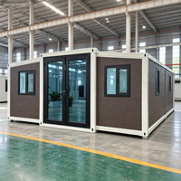 Maison préfabriquée moderne à double aile de 20, 30 ou 40 pieds, 1 à 4 chambres, aménagement personnalisable avec entrée centrale en verre, maison-conteneur