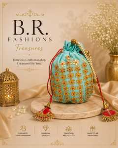 Sac Potli en Gota Patti doré fait main pour femmes, sac à main ethnique indien pour mariages, fêtes, festivals et cadeaux spéciaux - Product Image 1