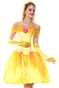 Halloween <span class=keywords><strong>Fairy</strong></span> <span class=keywords><strong>Tail</strong></span> <span class=keywords><strong>Cosplay</strong></span> Costume Costume Princesse Jaune pour Femme DISP-007 - Product Image 3