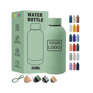 Bottiglie d'acqua in gomma smerigliata verde menta 350ml a prova di perdite thermos con coperchio avvitato Logo personalizzato 3D 5D <span class=keywords><strong>UV</strong></span> stampa semplice tazze - Product Image 1