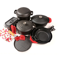 Ensemble de batterie de cuisine moderne en fonte avec revêtement antiadhésif, 12 pièces, comprenant faitouts, casseroles, marmites à soupe et faitouts à bouillon