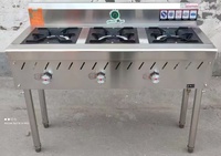 Cuisinière à gaz commerciale sur pied à 3 brûleurs en acier inoxydable pour restaurant, cuisson de soupes et de plats en pot, équipement de restauration
