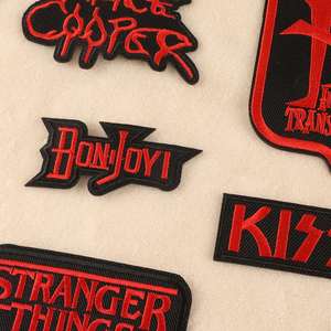 Patch brodé thermocollant style punk, rouge et noir, avec lettres anglaises, pour vêtements, casquettes, blousons universitaires et motos - Product Image 3