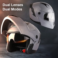 Casque de moto intégral AWN modèle 511, ABS, rabattable, double visière, homologué DOT, fermeture rapide, bleu clair, toutes saisons