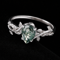 Bague de promesse pour femme en argent sterling 925, style bohème, forme de feuille de poire, pour mariage, fiançailles, anniversaire, usage quotidien