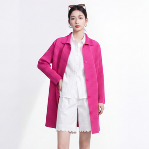 Manteaux décontractés minimalistes de haute qualité pour femmes, à double boutonnage, plissés, grande taille, fins, longueur normale, manches longues, en polyester - Product Image 3