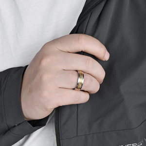 Anelli in Acciaio Inossidabile Placcati Oro IP con Motivi Intagliati a <span class=keywords><strong>Grano</strong></span> Turco Personalizzati Alin per Uomo Vendita all'Ingrosso - Product Image 6