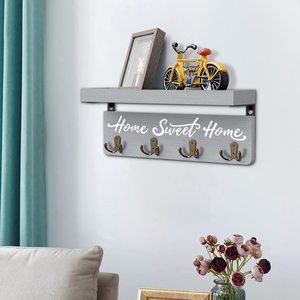 Portachiavi a parete e porta posta portachiavi in legno con 4 ganci a doppia chiave decorazioni per la casa rustiche per l'ingresso - Product Image 3