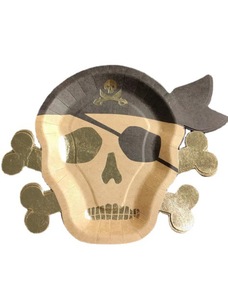 Vaisselle de fête d'anniversaire, assiettes jetables dorées à l'or fin, motif squelette viking bronzé, fabrication sur mesure - Product Image 6