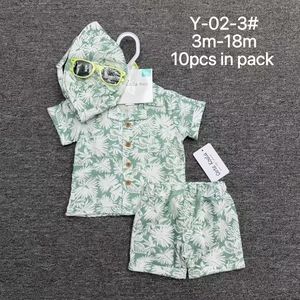 Conjunto de 4 Piezas para Niños Pequeños con Diseño Hawaiano, Serie <span class=keywords><strong>Hermanos</strong></span>, Manga Corta, Estampado de Hojas Multicolor, con Gafas de Sol y Gorro para el Sol - Product Image 5