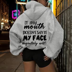 Sweat à capuche en molleton de coton surdimensionné sans cordon, à épaules tombantes, personnalisé avec logo de fabricant, streetwear, pour femmes - Product Image 6