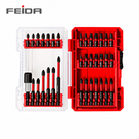FEIDA – Kit de 35 embouts magnétiques robustes pour visseuse à chocs, en acier S2, embouts Phillips, plats, Torx, hexagonaux et kit de forets hélicoïdaux