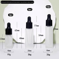 Flacon compte-gouttes carré givré en verre transparent de 3ml, 5ml, 10ml pour échantillons de sérum et d'huiles essentielles, avec collier en plastique, sans diffuseur à bâtonnets