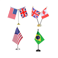Support de drapeau de bureau personnalisé 14x21cm, mât en acier inoxydable, drapeaux de réunion décoratifs miniatures pour tous pays, pour bureau intérieur