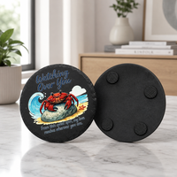 Sous-verre en céramique noire cuite à haute température, imprimé en 3D, bord effet pierre, logo personnalisé, cadeau publicitaire promotionnel, dessous de tasse