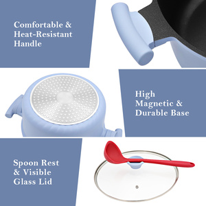 Ollas <span class=keywords><strong>de</strong></span> aluminio fundido antiadherentes <span class=keywords><strong>de</strong></span> alta resistencia OEM al por mayor, olla para sopa antiadherente, <span class=keywords><strong>horno</strong></span> holandés redondo, libre <span class=keywords><strong>de</strong></span> PFAS, apto para inducción - Product Image 3