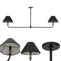 Lustre LED en laiton et tissu, style minimaliste et transitionnel, pour cuisine, bar, salon, projet personnalisé, lustre Cullen à deux lumières