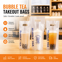 Sacs de transport pour boissons en PE imprimés sur mesure, directement de l'usine, pour un ou deux gobelets, café, bubble tea, sacs d'emballage en plastique à emporter