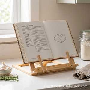 Wooden Foldable Book Display Rack <b>Desktop</b> Recipe Magazine Holder Solid Wood Multi Angle Reading Stand - Product Image 5