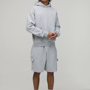 Ensemble de survêtement en coton uni pour homme, sweat à capuche et short, vêtements de sport actifs - Product Image 4