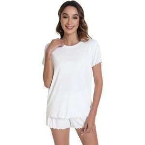 Custom Women's Bamboo Viscose Pajama Set Short Sleeve <b>Top</b> With Shorts Cooling Sleepwear S Xl - Product Image 5
