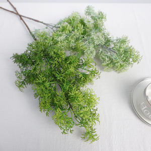 Hierba peluda de 3 puntas de gama alta plantas artificiales flores verdes para la decoración de la boda del hogar flores simuladas al por mayor - Product Image 3