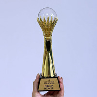 Trophées Souvenirs en Métal Doré, Trophée Colonne, Trophée Boule Solide en Cristal, Trophée en Cristal Personnalisé, Récompenses Gravées MH-T558