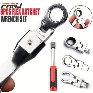 Ensemble portable de 8 clés à cliquet détachables et réglables, outil rotatif à 180° pour une utilisation facile - Product Image 5