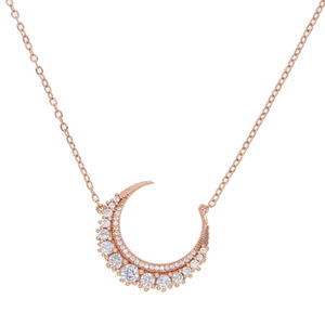 Collana Luna Crescente Laterale in Oro Rosa con Zirconia Cubica Scintillante 5A, <span class=keywords><strong>Gioielli</strong></span> alla Moda - Product Image 6